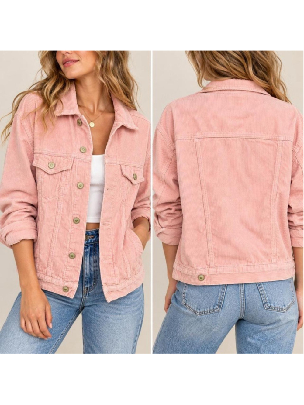 BDG Urban Outfitters Corduroy Jacket Womens XS Dusty Pink Y2K Button Front